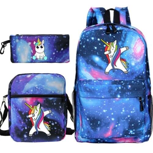 3pcs set Unicorn Backpack For Girls School Gift Teens Bookbag Travel knapsack Boys School Backpack Unisex Mochila Daily Rucksack