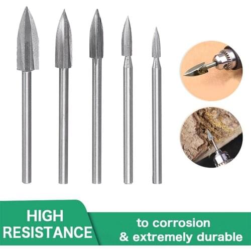 5Pcs Wood Carving and Engraving Drill Bit Wood Carving Parts Milling Root Cutter Carve Tools Drill Bit Rotary Tools Sets