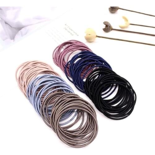New Fashion 100pcs/lot 5CM Size Thin Elastic Rubber Bands Korean Style Basic Girl Women Headwear Hair Accessories Tie Gum