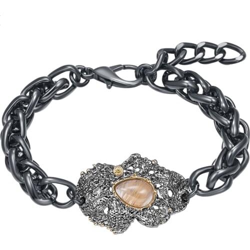 New Big Dazzling Zirconia Charm Bracelet for Women Delicate Cut Golden Color CZ Gothic Dating Jewelry WB1241