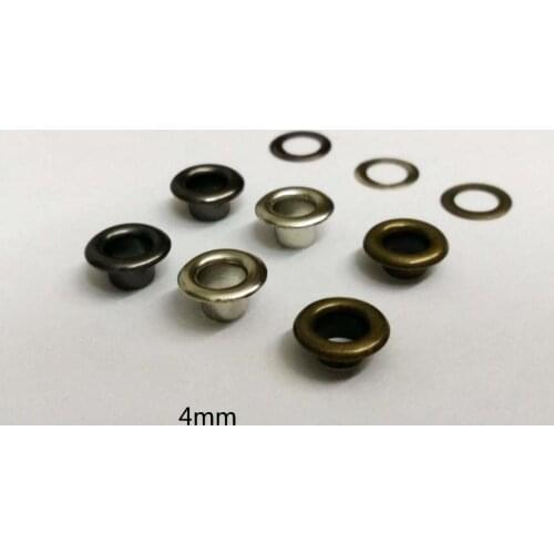 Wholesale 400sets/lot 4mm inner metal brass eyelets with washer small round metal grommets nickle color free shipping