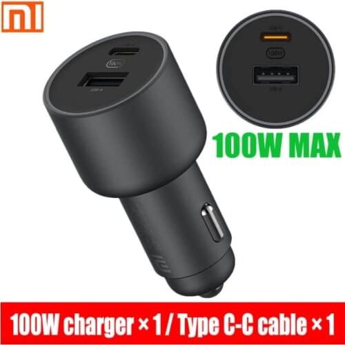 Original Xiaomi car charger fast charging version 1A1C 100W USB-C 100W MAX fast charging/USB-A, USB-C dual-port output