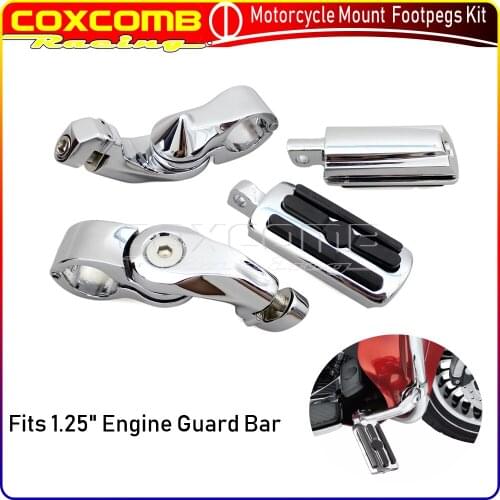 Motorcycle Adjustable Short Angled Highway Footpeg 1.25" 32mm Engine Tube Foot Pegs Rest Universal for Harley Cafe Racer Honda