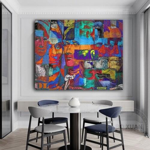 Wangart Abstract Dead Presidents Canvas Art Money Prints Oil Painting For Living Room Bedroom Home Decor Poster Print