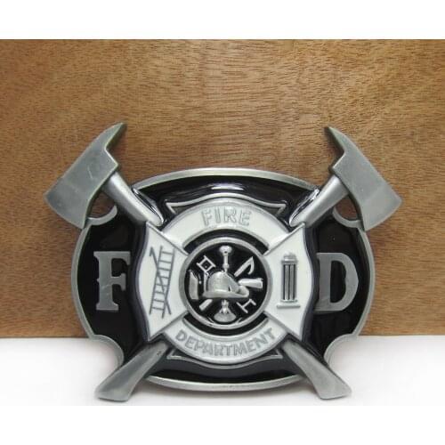 BuckleClub zinc alloy retro fire department jeans gift cowboy belt buckle FP-02067 with 4cm width loop drop shipping