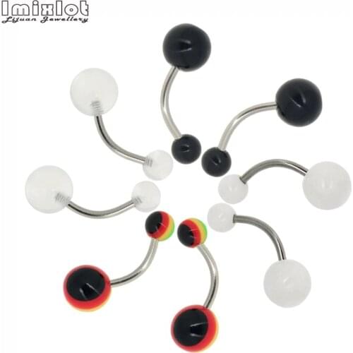 20Pcs Steel Piercings Ombligo White Black Navel Piercing Belly Button Piercings Dangle Earrings Belly Piercing Body Jewelry