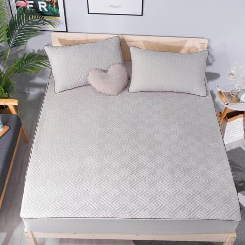 Quilted Fitted Bed Sheet Solid Color Quilted Embossed Mattress Protector Cover Mattress For Pad Bed Soft Cover Cover Mattress