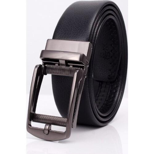 TJ-Tianjun New 2020 Mens Automatic Belt Buckle Fake Needle Buckle Belt Leather Business Casual Clip Trousers Dress Belt N333