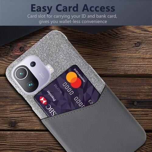 Febric Card Holder Cover For Xiaomi Mi 11 Pro Ultra A3 A2 Lite 11i Cloth Texture Antiskid Funda For Xiomi Mi 8 SE 6X 5X A1 Case
