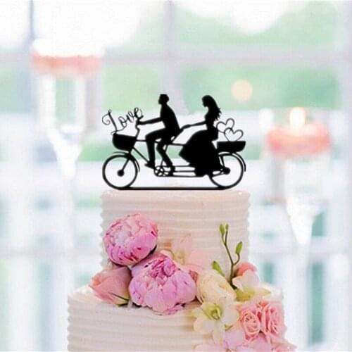 Wedding Cake Toppers Funny Bride and Groom Ride on Bike,Love Wedding Cake Toppers,Unique Wedding Gifts