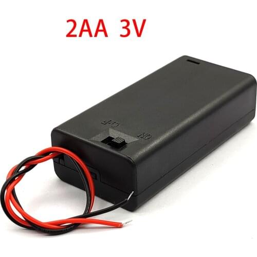 New Arrival High Quality 2AA 3V Battery Case Holder AA Battery Box Base Socket With Wires, Switch and Cover, Battery Case aa