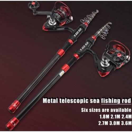 1.8m-3.0m Rod Reel Combos Carbon Spinning Fishing Rod and Reel set Portable rod sea Surf fishing rod Beginner Fishing Tackle