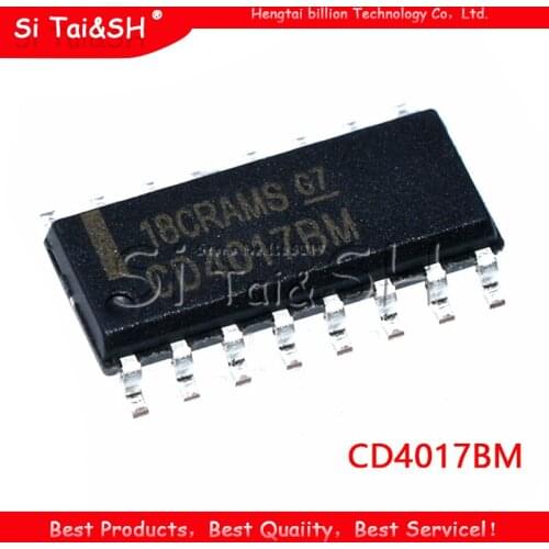 10 unids/lote CD4017BM HEF4017BT CD4017 HCF4017 SOP-16 CMOS contra/divisores IC