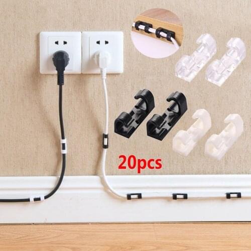 20PCS Cable Organizer Clips Cable Management Desktop & Workstation Wire Manager Cord Holder USB Charging Data Line Winder