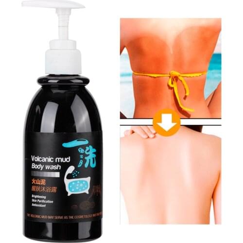 250ml Volcanic Mud Shower Gel Whole Body Wash Whitening Deep Cleaning Skin Exfoliating Moisturizing Body Care