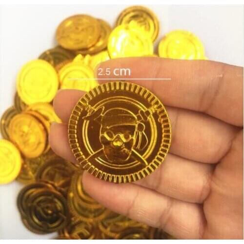 50/100pcs Plastic Gold Treasure Coins Captain Pirate Party Favors Pretend Treasure Chest Kids Party Supplies Coins 7ZHH261-262