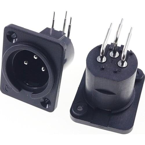 500 pcs 3 position XLR connector Panel Mount socket Male right angle 3 Pin circular Connector 90 Degree Solder PCB