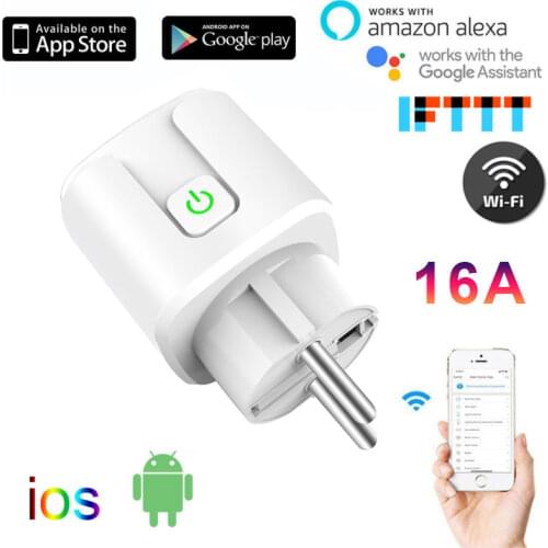 8/1PCS Tuya16A EU Plug WIFI Wireless Remote Smart Power Socket Timer Plug Voice Control Work With Google Home Alexa