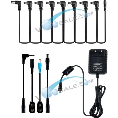 Caline Power Adapter Supply with 8 Way Pedal Cables Use For Guitar Effects Output to 1A 9V Guitar Accessories Parts Power Supply