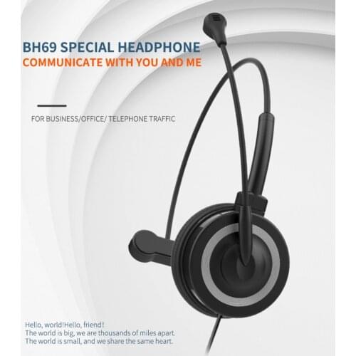 BH69 USB Call Center Headphone Headset PC Computer 3.5mm Business Headsets Telephone Operator HiFi Headphones with Microphone