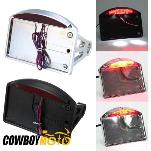 Motorcycle Side Mount License Plate Frame Holder Bracket Tail Stop Light LED Taillight For Harley Bobber Chopper Custom