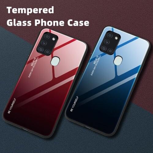 Tempered Glass Phone Bags Case For Samsung Galaxy A21S A 21S A21s Gradient Ultra Thin Case On For Samsung A21S Back Cover Shell