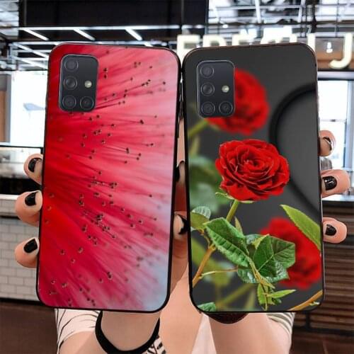 CUTEWANAN Red Heart Rose Flower TPU black Phone Case Cover Hull for Samsung S20 plus Ultra S6 S7 edge S8 S9 plus S10 5G lite2020