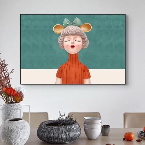 Teen Girl Room Decor Cute Girl Wall Art Picture Modern Abstract Paintings for Interior Nordic Posters On The Wall Frameless