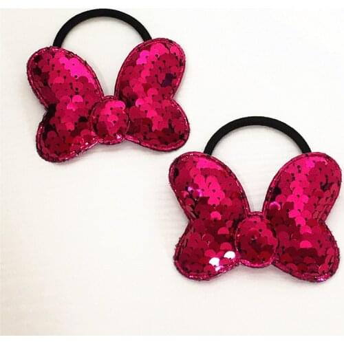 2pcs Childrens Bow Hair Band popular can flipped color Fish Scale elasticity Hair circle multi-layer sequin Hair Accessories