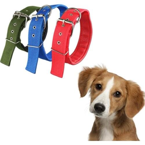 Dual Layer Adjustable Nylon Strap Dog Collar For Small & Big Pet Dogs Foam Cotton Collars 4 Color Super Comfortable Pet Collar