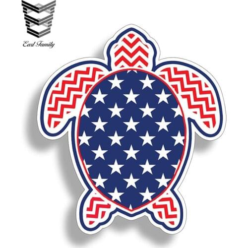 EARLFAMILY 13cm X 11.7cm Stars Stripes American Flag for Sea Turtle Sticker Vinyl Car Decal USA Personality Car Stickers