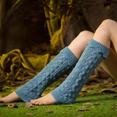 European American Knitted Socks Lace Long Holes Feet Sleeves Leg Warmers Boot Cover Keep Warm Socks wholesale Blue Grey White