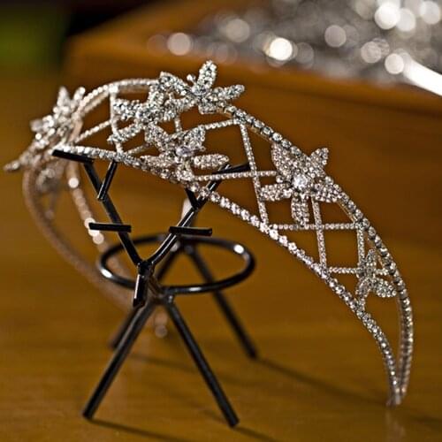 Inlaid Zircon Crown crystal hairbands style tiara Hair Clasp Headdress Bride Wedding bridal hair accessories