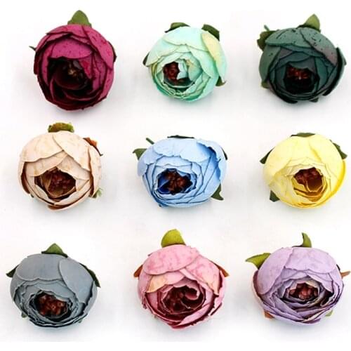 5pcs/lot 4cm artificial flowers high quality silk tea ceremony wedding home party decoration DIY wreath craft flowers