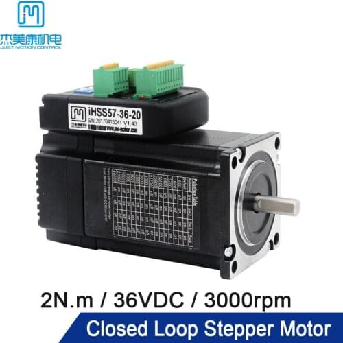 JMC 2N.m Nema23 Integrated Closed Loop Stepper Motor 5A 36VDC 0-1500RPM Hybrid Servo Motor & Driver 57mm for CNC iHSS57-36-20