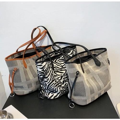 Classic Plaid Canvas Women Handbags 2021 Fashion Underarm Shoulder Bag Eco Pouch High-Capacity Tote Female Shopping Bag Sac Main