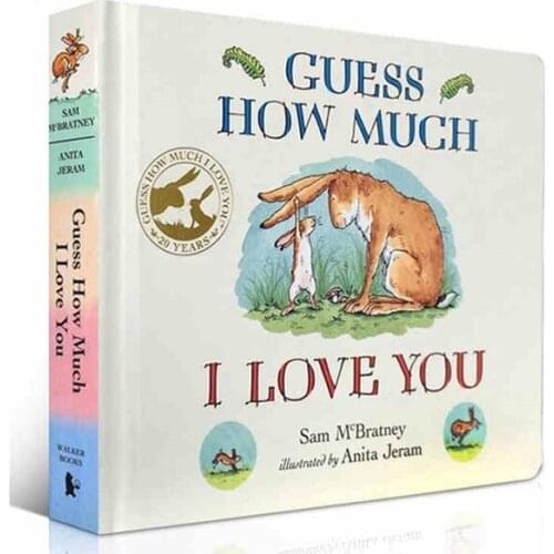 English board book Guess How Much I Love You hard card flap book 0-5 kids children reading learning picture book