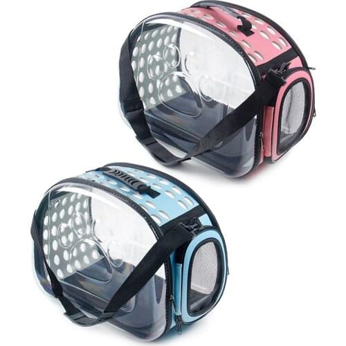 2Pcs Pet Carrier for Dogs Cat Folding Cage Collapsible Crate Handbag Carrying Bags Pets Supplies - Pink & Blue