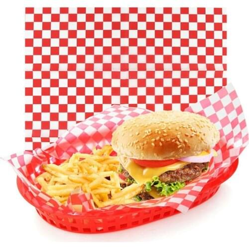 1000 Sheets 12x12" Red and White Checkered Dry Waxed Paper Sheets Paper Liners Hamburger Bread Candy Food Oil Paper