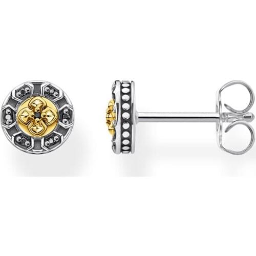 Cross Black Stones Studs Earrings Bohemia 925 Sterling Silver Gold Europe Style Vintage Fine Ear Jewerly For Women Men 2021 Gift