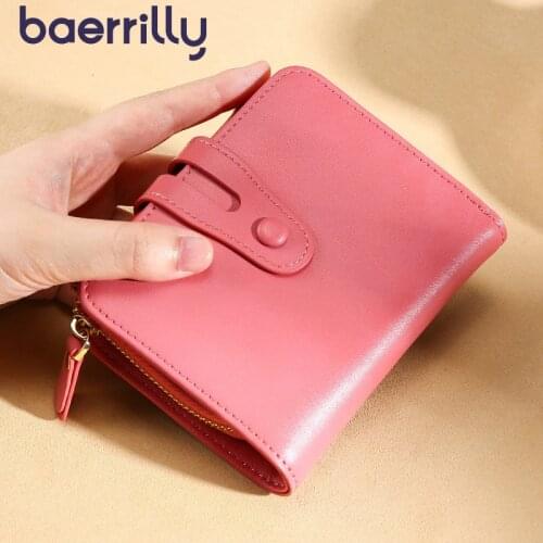 Genuine Leather Small Purses Female Clutch Bags Women Wallet Rfid Card Holder Short Wallet Coin Purse Zipper Carteira Feminina
