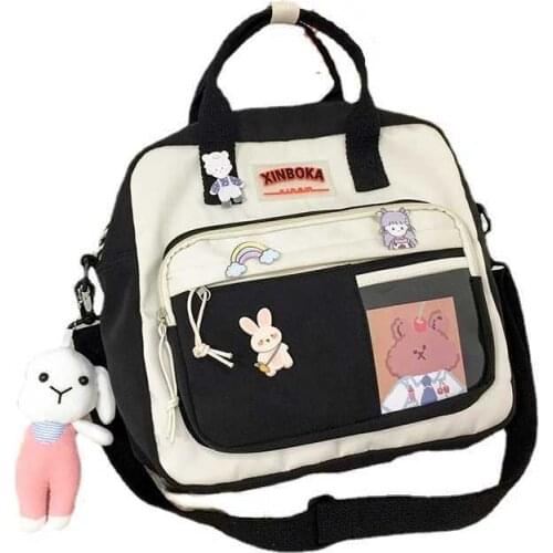 Kawaii Horizontal Backpack for Teenage Girl Portable Multifunctional Travel Shoulder Bags Female Small Schoolbag Women Backpacks