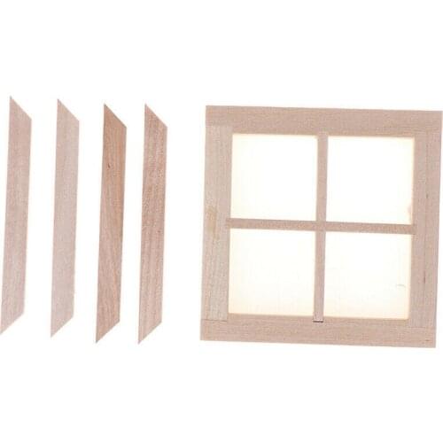 Miniature Wooden Window Accessore Diy wooden window Diy 4 Pane Window 1:12 Dollhouse