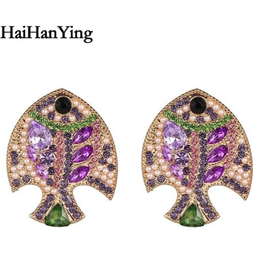 FashionGoldfishShapeLuckyJewelr Fish-shaped Women Earrings Holiday Beach Glamour Luxury JewelryPersonalityJewelryMulticolor Can