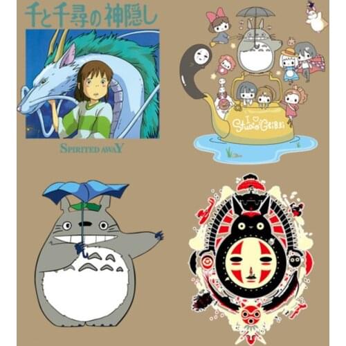 Cartoon Totoro Patch Iron on Transfer Moon Patches for Clothes DIY T-shirt Applique Heat Transfer Vinyl Stickers Thermal Press