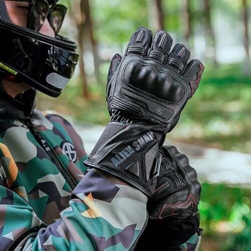 Men Winter Leather Motorcycle Ridding Gloves Warm Waterproof Motorbike Glove Windproof Anti-fall Knight protection Touch screen