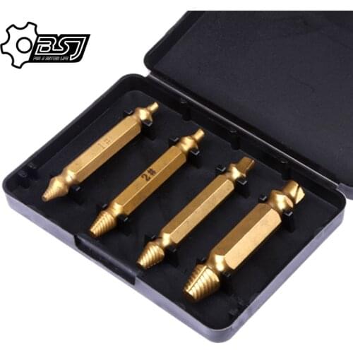 4pcs Damaged Screw Extractor Drill Bits Guide Set Broken Speed Out Easy out Bolt Stud Stripped Screw Remover Tool