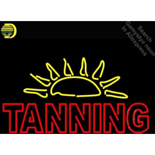 Neon Sign Tanning With Sun Rays Neon Light Sign Neon Bulb handcraft Real Glass Tube Lamp Commercial Light Iconic Sign 24x15 inch