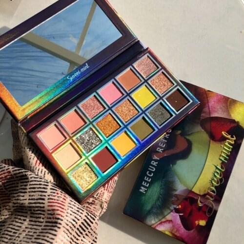 Sweet Mint 18 Colors Night Elf Eye Shadow Pallete Matte Pearl Glossy Mashed Potato Sequins Shimmer Pigmented Eye Shadow