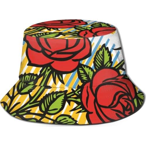 CINESSD Roses Bucket Hat Summer Hats Fisherman Hat Foldable Women Men Sunscreen Shade Caps
